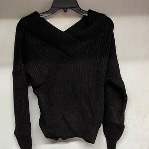 Elegant Black V-Neck Women's Sweater